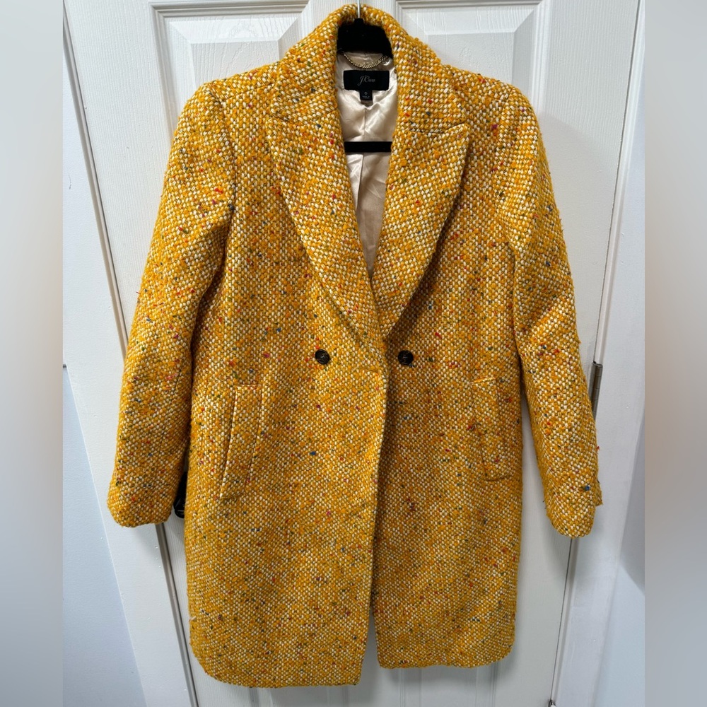 J. Crew Size 6 Yellow Herring Bone Trench Coat